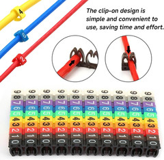 Wire Number Tube Cable Marker, 0.2 X 0.2In Colorful Clip on Wire Marker