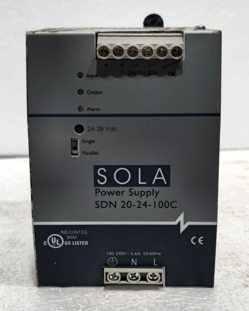 SOLA EMERSON SDN 20-24-100C POWER SUPPLY IN 100-240VAC/DC OUT 24-28VDC 20A 0.2A
