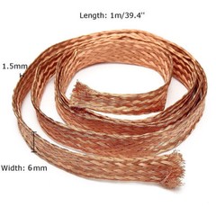 1m 3.3ft 6/15mm Flat Coppers Braid Cable Bare Coppers Braid Wire Ground Lea