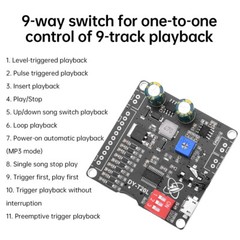 20W 9-Way MP3 Player Voice Playback Module DC 6V-35V D-class Custom Audio Board