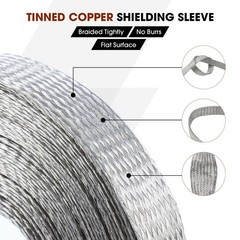 Tinned Copper Braid Ground Strap Metal Cable Wrap Sleeve Mesh Wire Shielding Lot