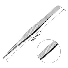 7-Inch Stainless Steel Straight Pointed Tweezers with Serrated Tip