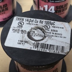 4 Pack, Southwire 100 Ft Red 14AWG THHN Solid Copper Insulated Wire 11581642