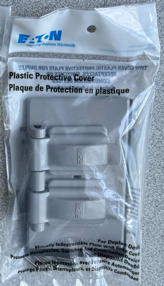 NEW EATON S1962 Non-Metallic Plastic Duplex Double Receptacle Cover, Gray