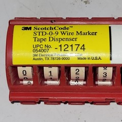 3M Scotch Code STD-0-9 Wire Marker Tape Dispenser 12174
