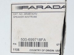 Faraday 2954B1425V 500-699718FA Red Wall Fire Alarm Speaker Strobe – NEW Surp…