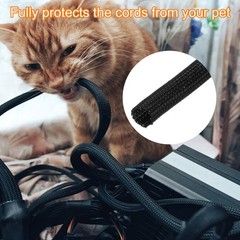 3/16″ 25Ft Self Wrapping Braided Sleeve UL94-V2 Fireproof PET Sleeving, Black
