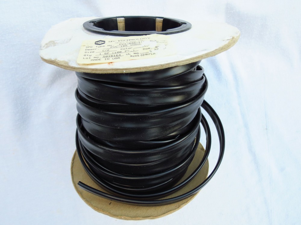 PVC Insulating Tubing 12.7mm 1/2 inch, 100 feet, SPC Technology PVI-032-1100-BLK