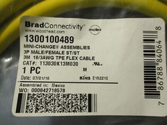 Molex 1300100489 Brad Connectivity Cordset 113030K13M030 3M Long