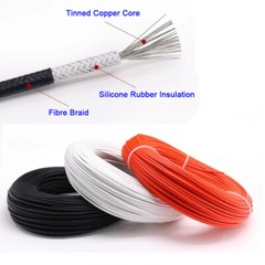 0.3mm²-6mm² High Temp 250℃ Braided Fiber Glass Silicone Wire Tinned Copper Cable