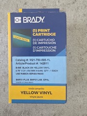 BRADY M21-750-595-YL BLACK ON YELLOW VINYL LABEL PRINT CARTRIDGE