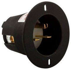 Arrow Hart 5678C, 250VAC, 15A, NEMA 6-15P, Black/White, Flanged Inlet, 1 pc