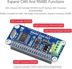 RS485 CAN HAT for Raspberry Pi MCP2515 SN65HVD230 SP3485 UART SPI Module