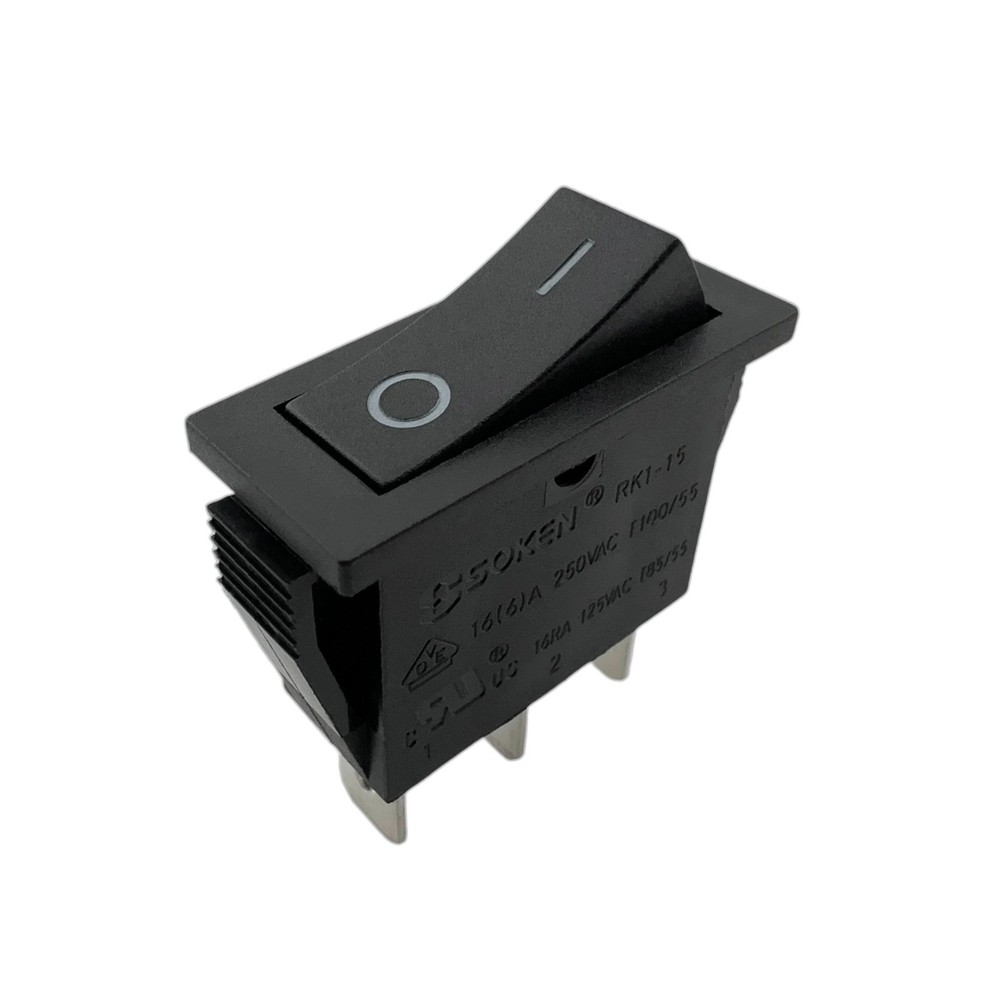 SOKEN RK1-15 Black Rocker Switch 2 Positions 3-Pins 16A 250VAC
