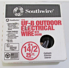 NEW Southwire UF-B Outdoor Electrical Wire 25 Ft 14/2 Gray Solid 600V – Made USA