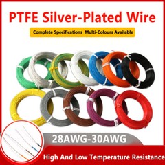 PTFE Cable Wire 28 30 awg Flexible Silver Copper Stranded Choose Colour / Length