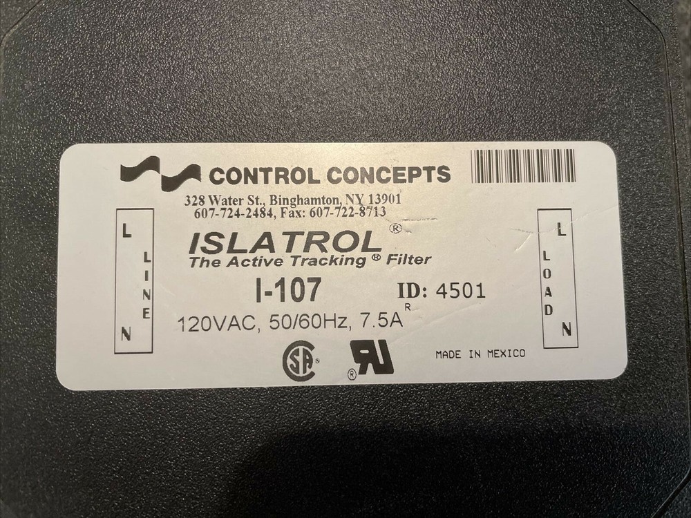 Control Concepts Islatrol I-107 Active Tracking Filter, 120VAC, 7.5A