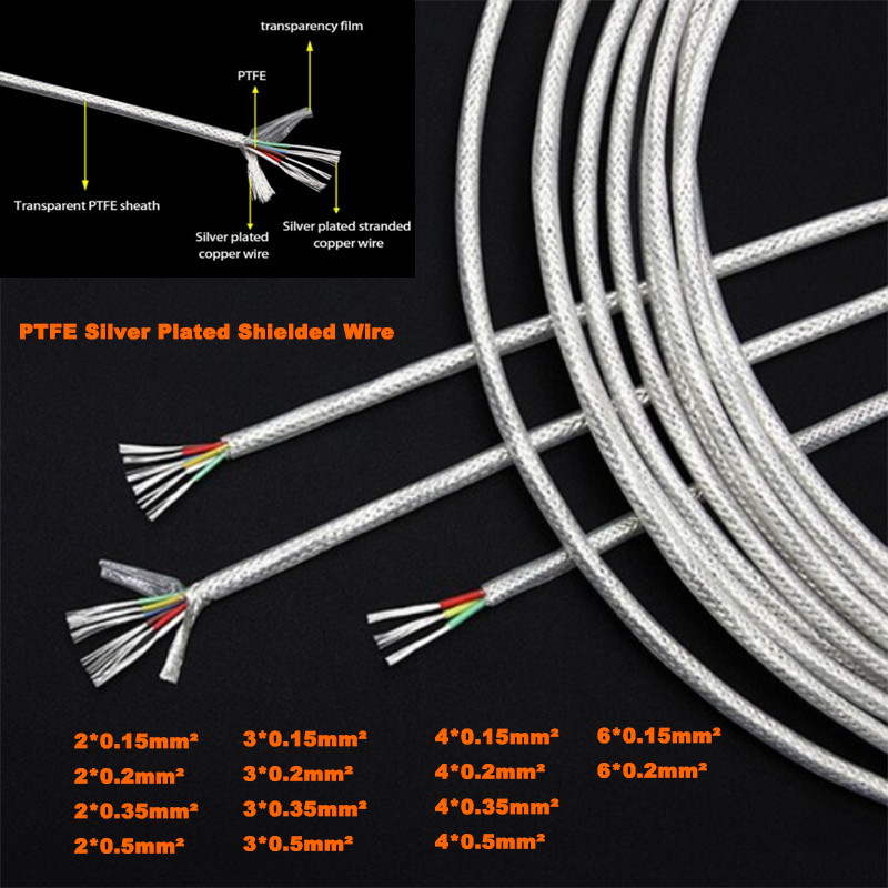 PTFE Silver Plated Shielded Wire Multicore Strand Copper Wire 2*0.15mm²-6*0.2mm²