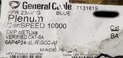 General Cable 7131819 23/4P GenSPEED 10,000 Cat6A 10GX 10G Plenum Blue /100ft