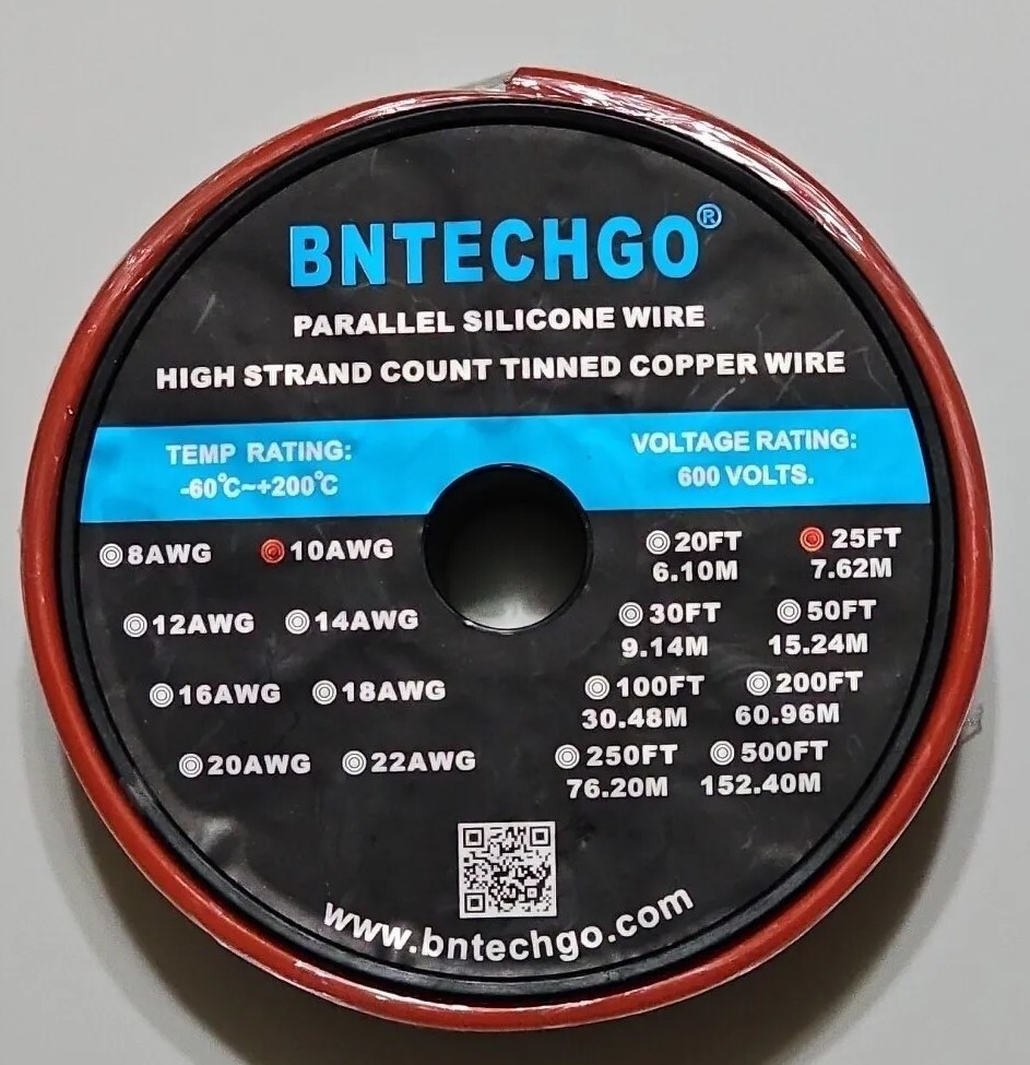 BNTECHGO Parallel Silicone Wire 10awg 25ft 10 Gauge Flexible
