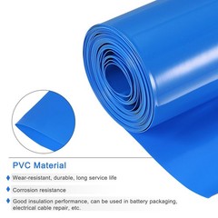 Battery Wrap, 150mm(6-inch) Flat 1.5m PVC Heat Shrink Tube Wraps Blue