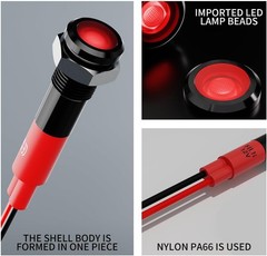 10 Pieces 6mm 1/4 12V 24V AC LED Waterproof Metal Indicator Signal Indicator