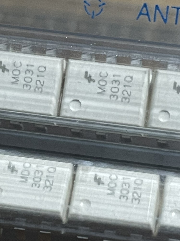 A lot of two (2) Fairchild MOC3031 6-Pin DIP 0-crossing OptoisolatorTriac Driver