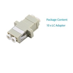 LC to LC Duplex Multimode Fiber Optic Adapter Coupler, Beige, 10 Pack