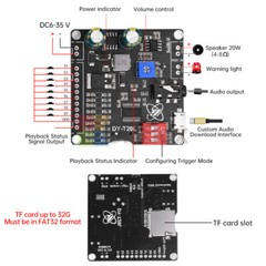 20W MP3 Player Voice Playback Module DC6-35V D-class Custom Audio Board for TF