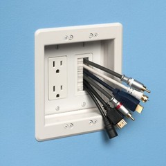 Arlington TVBU505K 2-Gang Recessed Outlet Power and Low Voltage TV Box Kit