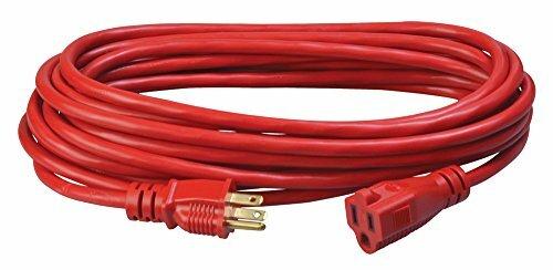 Coleman Cable 02407 14/3 SJTW Vinyl Outdoor Extension Cord, 25-Foot, Red