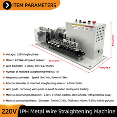 Electric Metal Wire Straightener 220V Single Phase 18 Wheels for 6-10mm Wire
