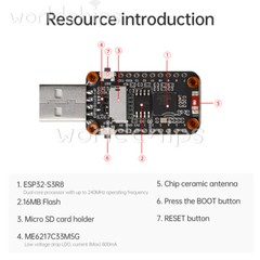 1.47-inch LCD ESP32-S3 WIFI Bluetooth Development Board I2C SPI USB Serial Port