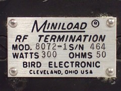 BIRD ELECTRIC 8072-1 MINILOAD RF TERMINATION 300W 50Ω RESISTOR/DUMMY LOAD TESTED