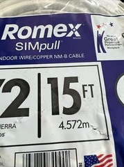 SOUTHWIRE ROMEX 15 FT. 14-2 SOLID WHITE INDOOR WHITE COPPER CABLE