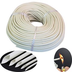 White Heat Resistant Sleeving Cable Wire HIGH TEMP Fiberglass Sleeve ID 1mm-50mm
