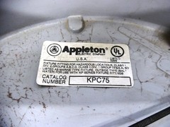 APPLETON ELECTRIC CEILING MOUNTING HOOD KPC-75 (5) 3/4″ HUBS ALUMINUM