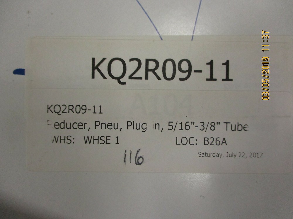 KQ2R09-11 SMC Fitting; plug-in reducer for 5/16 inch tube BRAND NEW! LOT OF 29