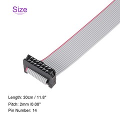 5 Pack Long 30CM 2MM Flat Ribbon Cable IDC 14 Pin Connector