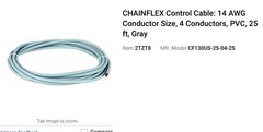 CHAINFLEX CF130US-25-04-25 Control Cable 14AWG 4 Conductors PVC 25 ft Gray B230