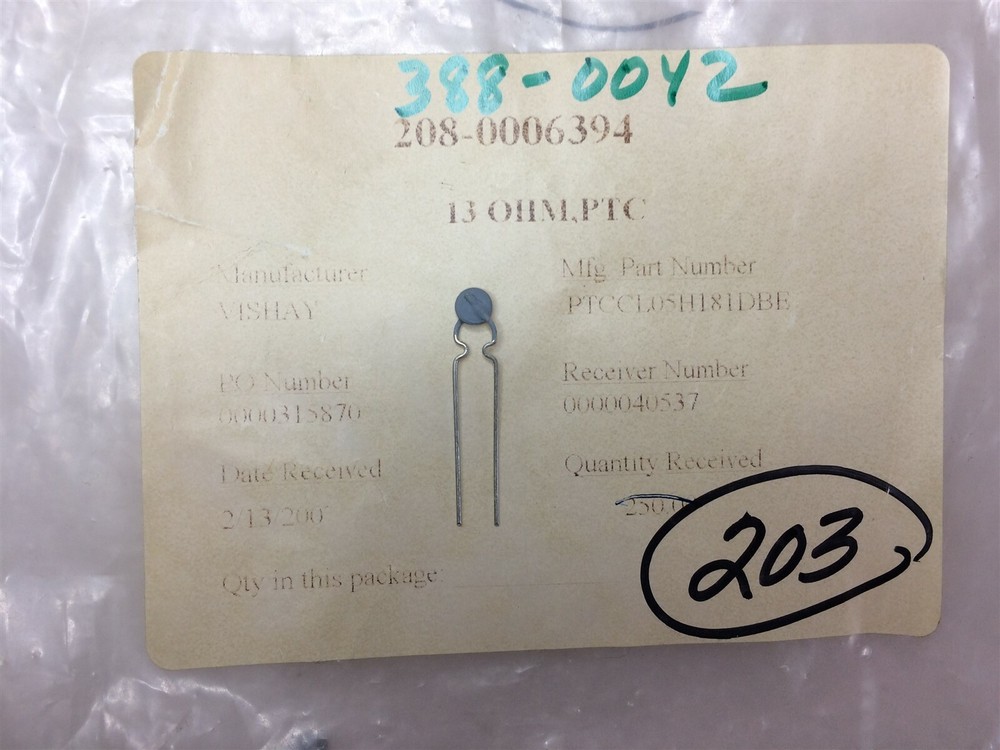 PTCCL05H181DBE VISHAY PTC RESET FUSE 30V 180MA RADIAL ROHS 20 PIECES
