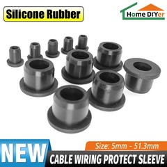 Black 5-51mm Silicone Rubber Grommet Plug Sealing Ring Cable Wiring Protect