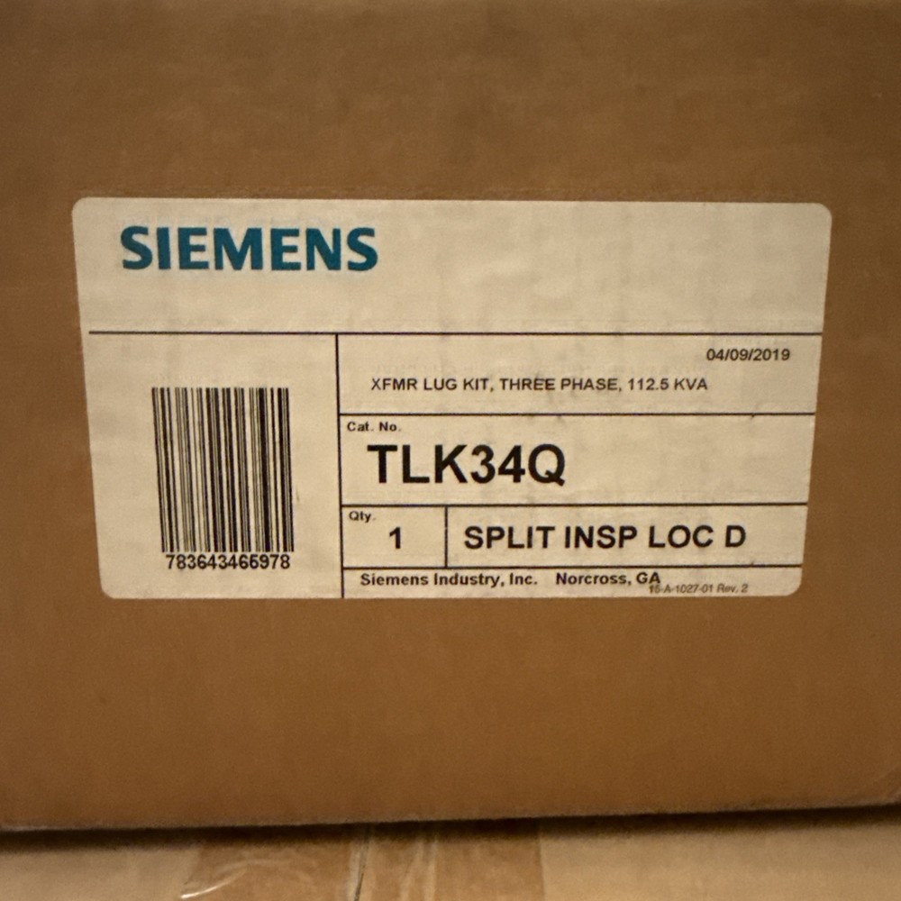 SIEMENS TLK34Q Transformer Lug Kit 3 Phase 112.5 KVA (Brand new)