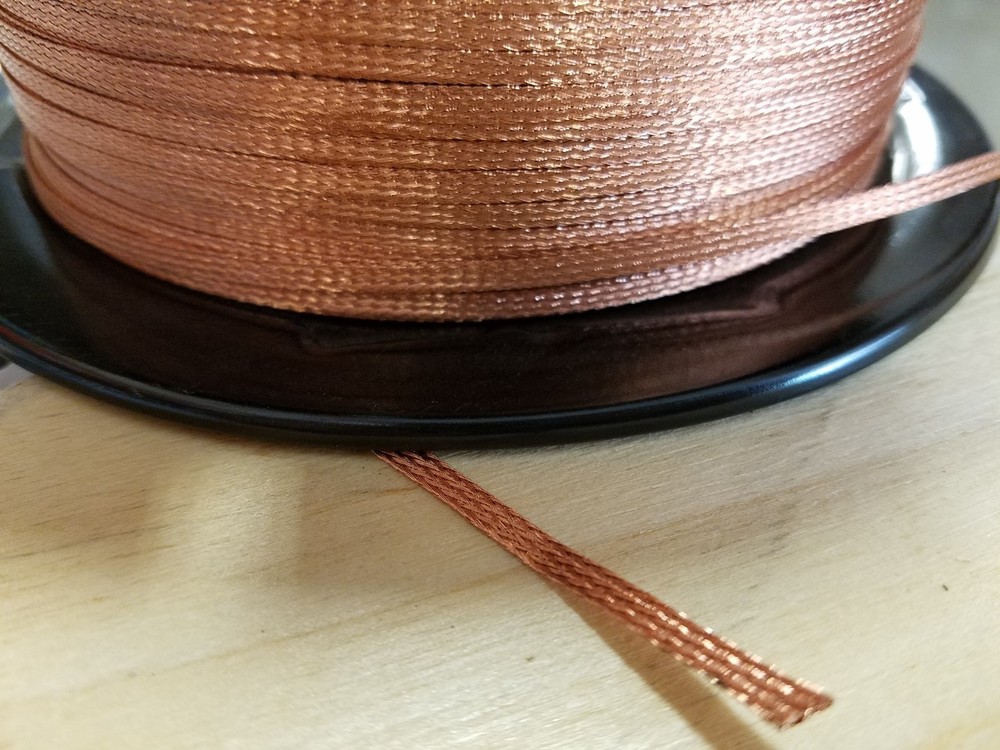 25 Ft’ Flat Braided braid pure Copper Wire 1/8″ Wide Ground Strap USA
