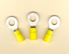 25 Yellow Insulated RING Terminal Connectors 12-10 Wire AWG 1/4″ Stud MOLEX USA