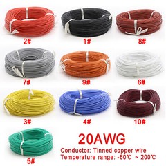 20AWG 0.5mm² Flexible Silicone Cable, HIGH TEMP 200℃, 0.08mm Tinned Copper Wire