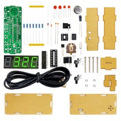 Electronic Clock Kit Set 51 Microcomputer LED Temperature / Time Display DS1302