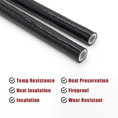Silicone/Fiberglass Fire Sleeving High Temp Insulation Sleeve Φ4-100mm Black