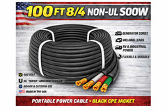 8/4 SOOW Portable Cord 100FT 600V Non UL Black Flexible Cable USA Made