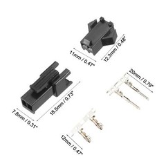 100 Pairs 2.5mm 2 Pin Male Female -SM Housing Crimp Terminal Wire Connector Set